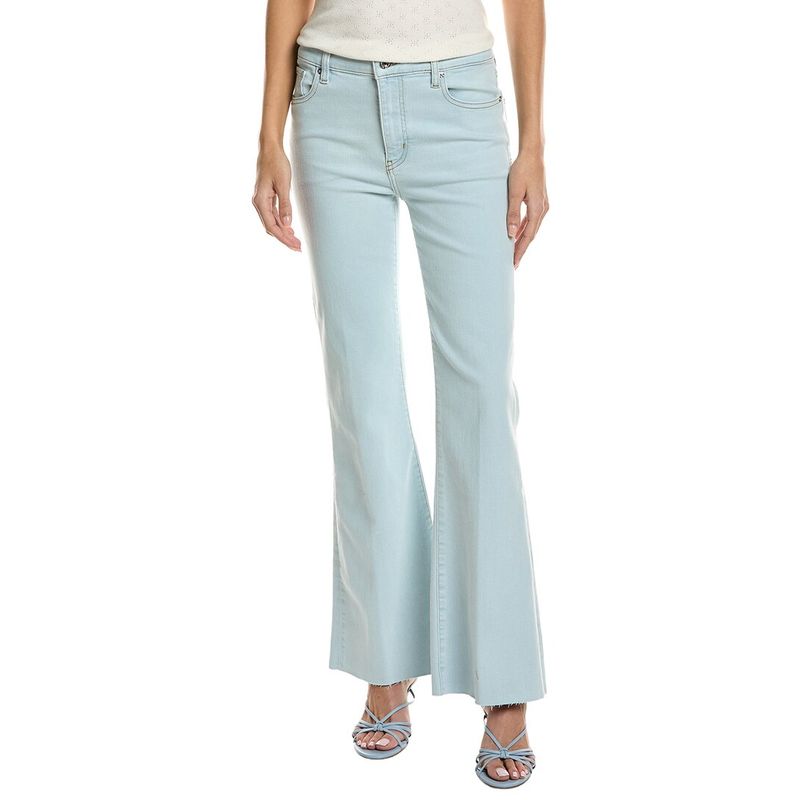 Frame Denim Womens The Icon Feather Raw After Flare Jean, Blue